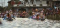 Boat rowing competition- rowers in ethnic wear- heikru hidongba in Manipur India Royalty Free Stock Photo