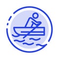 Boat, Rowing, Training, Water Blue Dotted Line Line Icon