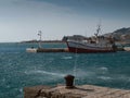 Boat in safe harbor Royalty Free Stock Photo