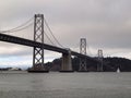 Boat sail by the San Francisco side of Bay Bridge