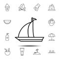 boat, sailboat icon. Simple thin line, outline vector element of summer icons set for UI and UX, website or mobile application Royalty Free Stock Photo