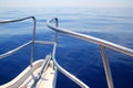 Boat sailing blue calm ocean sea bow railing