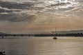 Boat sailing at dawn along the Lima river