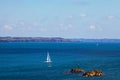 Boat sailing in the Goulet de Brest Royalty Free Stock Photo