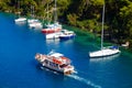 Boat sailing in the grand canal of Paxos Island