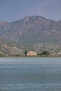 A mosque built next to the lake