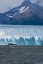 Boat sailing near the Perito Moreno glacier, in Patagonia, Argentina. Royalty Free Stock Photo