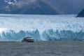 Boat sailing near the Perito Moreno glacier, in Patagonia, Argentina. Royalty Free Stock Photo