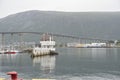 boat sailing in the port of Tromso, northern Norway