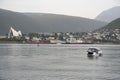 boat sailing in the port of Tromso, northern Norway