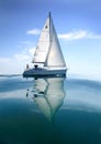 Boat in sailing regatta. Sailing yacht on the water Royalty Free Stock Photo