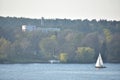 Boat sailing in Wannsee lake in Wannsee Berlin Germany