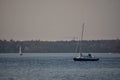 Boat sailing in Wannsee lake in Wannsee Berlin Germany