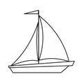 Boat with sails icon, outline style