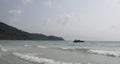 Boat sails from the paradise coconut island