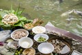 Boat sales noodles. at Taling Chan Floating Market Bangkok, Thailand. Royalty Free Stock Photo