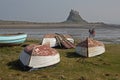 Boat scene, holy island, Northumberland Royalty Free Stock Photo