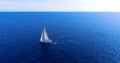 Boat at sea in aerial view Royalty Free Stock Photo