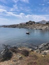 Boat on the sea at Cadaques, Catalonia in Spain on a sunny day