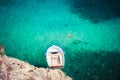 Boat in sea top view