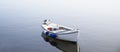 Boat in sea water for tranquility calm peace and mindfulness Royalty Free Stock Photo