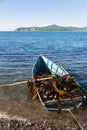 Boat with seaweed kelp Royalty Free Stock Photo