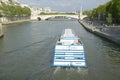 Boat on the Seine River, Paris, France Royalty Free Stock Photo