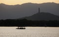 Boat in the setting sun Royalty Free Stock Photo