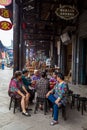 Boat-shaped street market of Luocheng old town