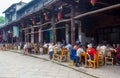 Boat-shaped street market of Luocheng old town