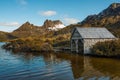 Boat shed located on Dove lake at Cradle mountain and lake St.Clair national park of Tasmania state, Australia.