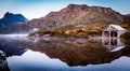 The Boat Shed on the picturesque Dove Lake at Cradle Mountain, Tasmania. Royalty Free Stock Photo