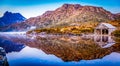 The Boat Shed on the picturesque Dove Lake at Cradle Mountain, Tasmania. Royalty Free Stock Photo