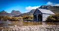 The Boat Shed on the picturesque Dove Lake at Cradle Mountain, Tasmania. Royalty Free Stock Photo