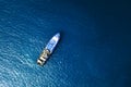 Boat and ship in beautiful turquoise ocean, top view. Royalty Free Stock Photo