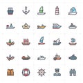 Icon set - boat and ship color with stroke