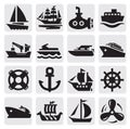Boat and ship icons set Royalty Free Stock Photo