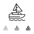 Boat, Ship, Indian, Country Bold and thin black line icon set Royalty Free Stock Photo
