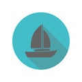 Boat, ship long shadow icon. Simple glyph, flat vector of transport icons for ui and ux, website or mobile application Royalty Free Stock Photo