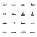 Boat and ship vector icons set Royalty Free Stock Photo
