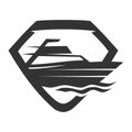 Boat ship yacht Shield logo Icon Illustration Brand Identity