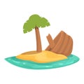 Boat shipwreck icon cartoon vector. Old ship