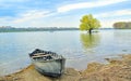 Boat on shore of danube Royalty Free Stock Photo