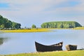 Boat on shore of danube river Royalty Free Stock Photo