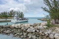 Boat shuttling tourists to Coco Cay Bahamas private tropical is