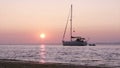 Boat silhoette at sunset in Ria Formosa. Algarve