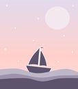 Boat silhouette on sunset background Royalty Free Stock Photo