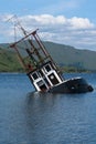 Boat, sinking. fishing vessel, Loch Linnie Royalty Free Stock Photo