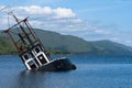 Boat, sinking, fishing vessel, Loch Linnie Royalty Free Stock Photo