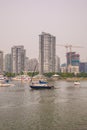 A boat sits in False Creek during the BC Wildfires